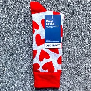 3/$18 Red Hearts Funny Novelty Crew Socks - Brand New